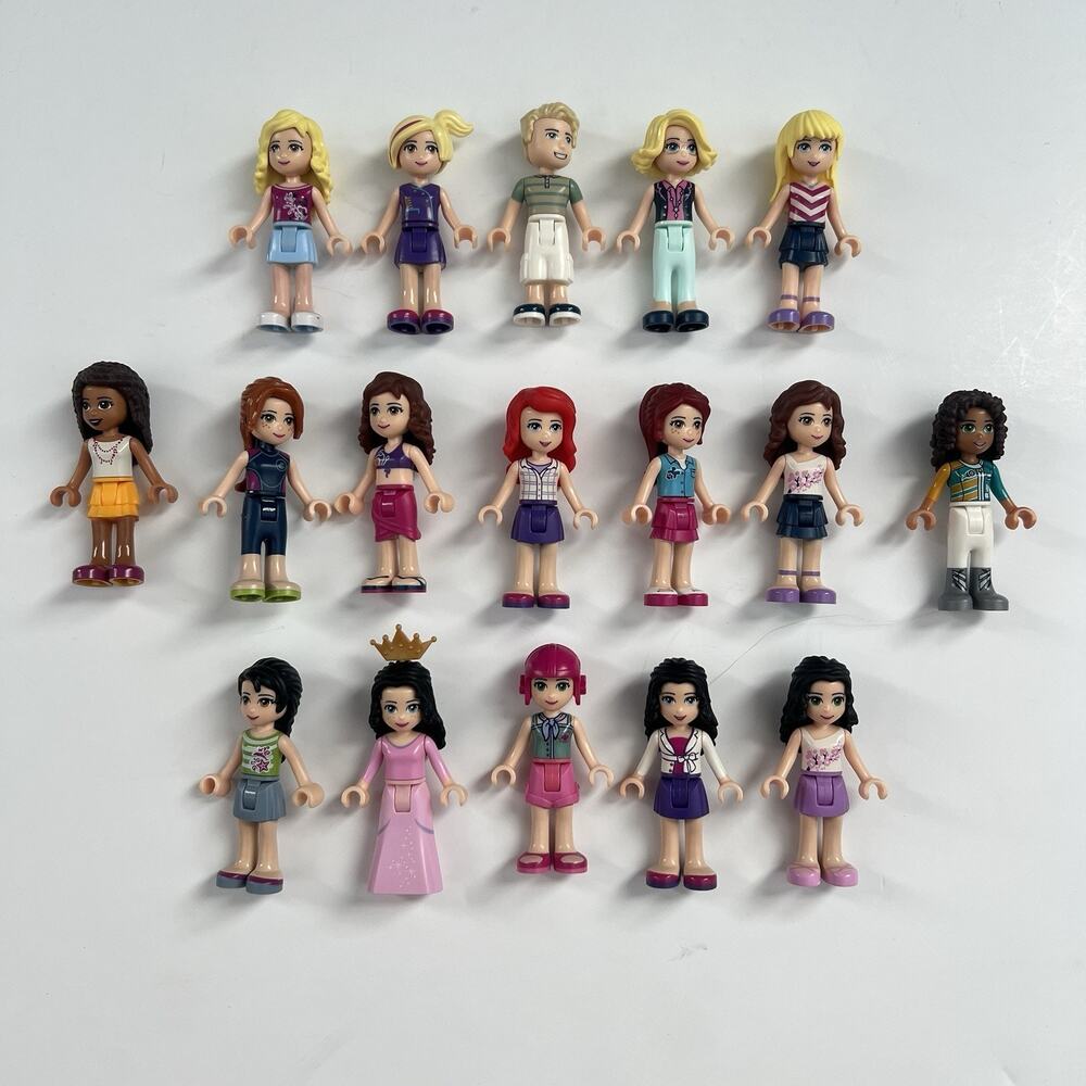 17 Lego Friends Minifigure Mini Dolls Girl Boy Assorted Figures Mix Toy Lot